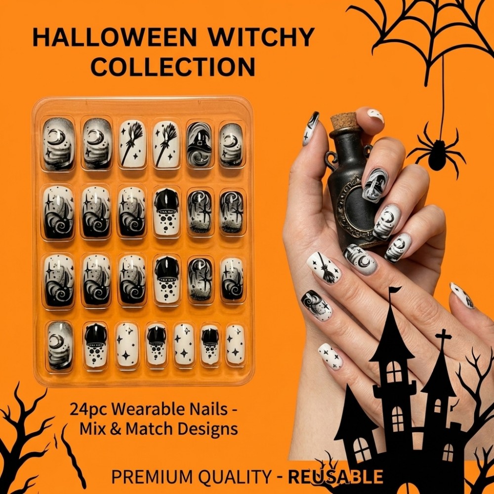 Sanding Stick Set - 24 SZT. Halloweenowe Paznokcie Sztuczne w